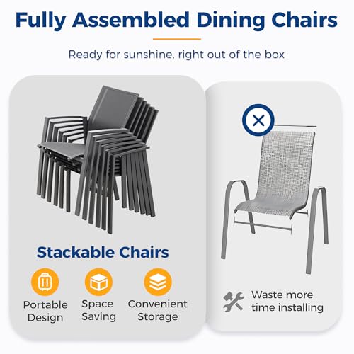 Wisteria Lane Aluminum Patio Chairs Set of 6 Dark Grey