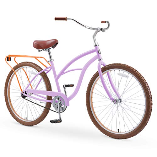 sixthreezero Women's Beach Cruiser Bike Around The Block Lilac Ginger w/ Brown Seat/Grips