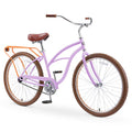 sixthreezero Women's Beach Cruiser Bike Around The Block Lilac Ginger w/ Brown Seat/Grips