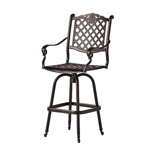Christopher Knight Home Avon Outdoor Cast Aluminum Bar Stools 2-Pcs Set Shiny Copper