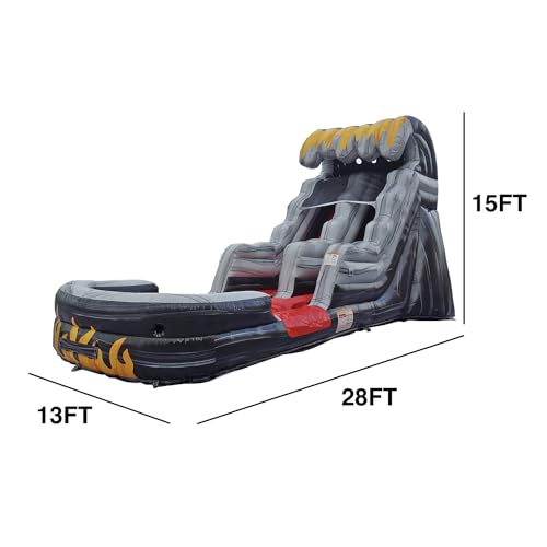 JumpOrange 15' Flame Commercial Water Slide with Splash Pool and Blower