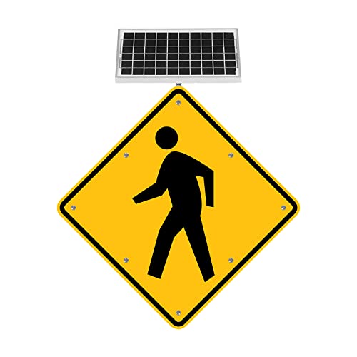 Generic 30" Solar Pedestrian Crossing Sign LED Yellow