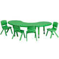 BizChair Half-Moon Green Plastic Activity Table Set with 4 Chairs