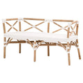 Benzara Benjara Kelly 52 Inch Accent Bench Handwoven Crossed Rattan White and Brown