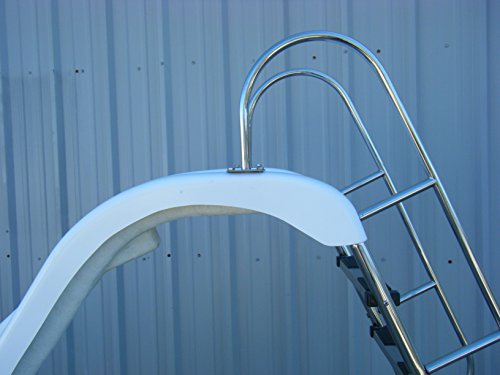 FibroPool Fiberglass Swimming Pool Slide Stainless Steel Hardware Left Turn White