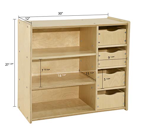 Contender Kids Wooden Bookshelf with Drawers 3-Shelf Organizer