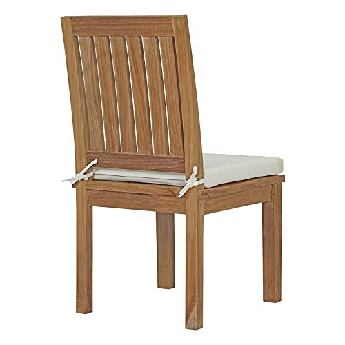 America Luxury - Outdoor Side Dining Chair and Table Set, Wood, Modern, White