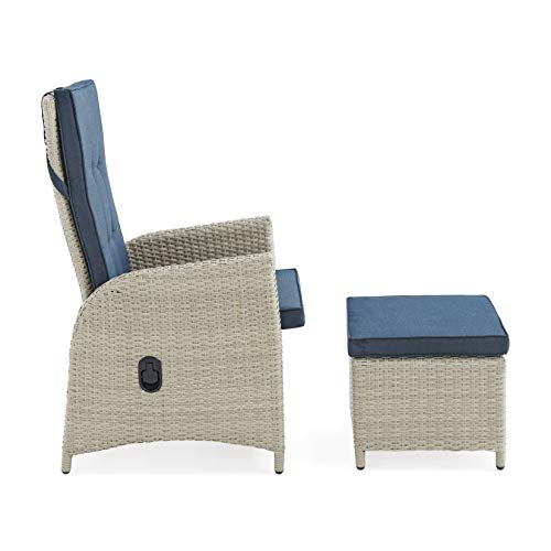 Alaterre Furniture Haven All-Weather Wicker Outdoor Recliners Set with Ottomans and Accent Table