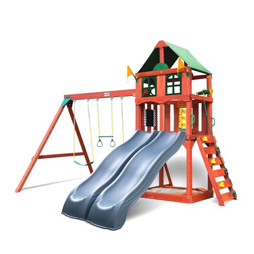 Gorilla Playsets Playmaker Deluxe Wooden Swing Set Redwood Stain