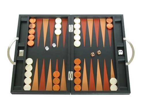 Zaza & Sacci Leather Backgammon Board Game Set 15" Black