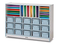 Jonti-Craft Rainbow Accents Sectional Cubbie-Tray Mobile Unit with Trays Coastal Blue