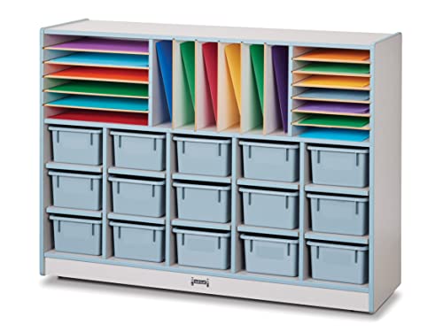 Jonti-Craft Rainbow Accents Sectional Cubbie-Tray Mobile Unit with Trays Coastal Blue