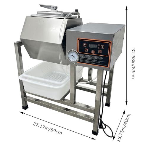 LGXEnzhuo 110V 32L Electric Vacuum Pump Meat Vegetable Tumbler Marinator Stainless Steel Silver