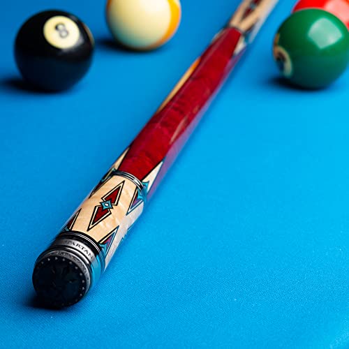 Spartan Billiards Pool Cue Stick - Crimson Stained Handle - Multi