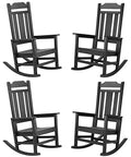 hOmeHua Patio Rocking Chair Set of 4 All Weather Resistant Black