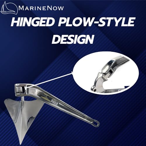 MarineNow Stainless Steel CQR Boat Anchor Hinged Plow Style 44 LBS