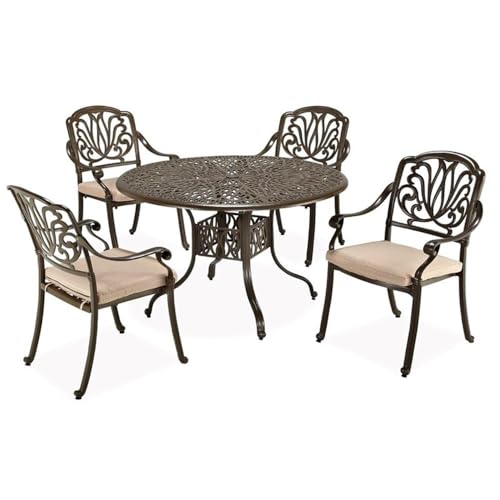 Homestyles 5 Piece Outdoor Dining Set 48" Table Taupe