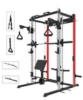 EonfitOmni Smith Machine Power Cage Squat Rack with Cable Crossover, Red320