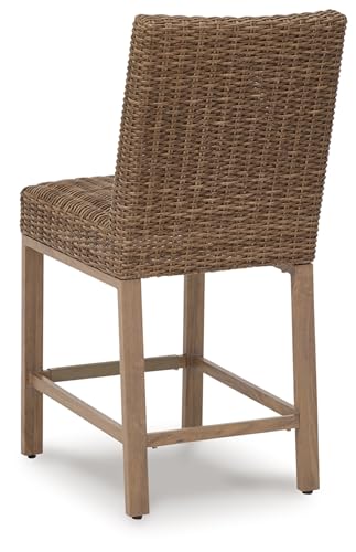 Signature Design by Ashley Walton Bridge Armless Cushioned Bar Stool Set of 2 Light Brown