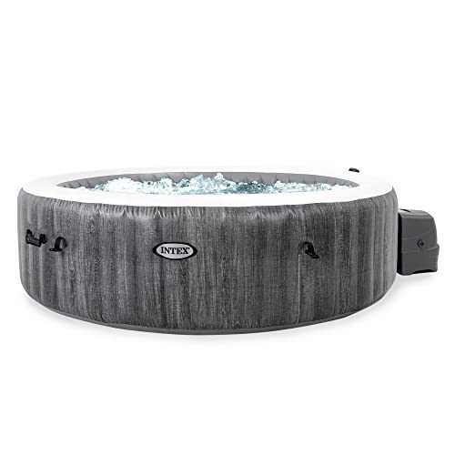 Intex PureSpa Greywood Deluxe Outdoor Inflatable Hot Tub Wood Grain Pattern