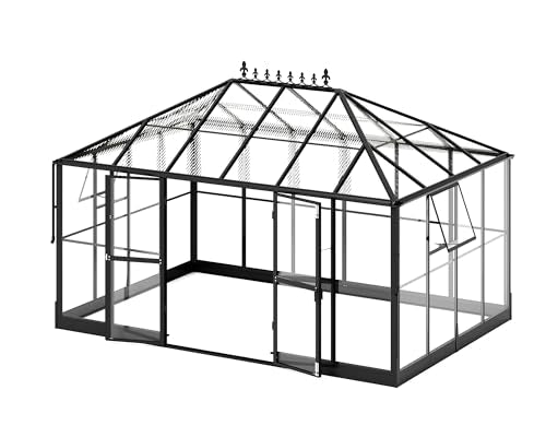 AMERLIFE 14x9.5x9 FT Hybrid Polycarbonate Greenhouse Black