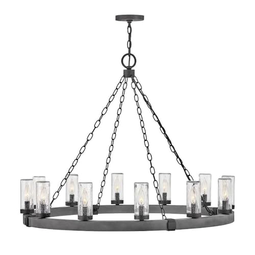 Bailey Street Home Industrial Farmhouse Twelve Light Chandelier Black