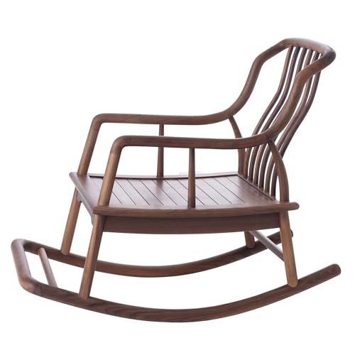 BALANBO Rocking Chair Black Walnut Wood Outdoor & Indoor with Cushion and Backrest Walnut
