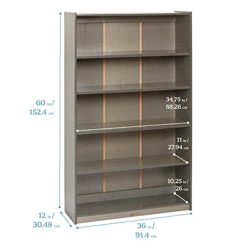 ECR4Kids Classic Bookcase 60in Adjustable Shelves Grey Wash