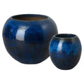Emissary Blue Stoneware Spherical Planters 28in x 23in (Set of 2)