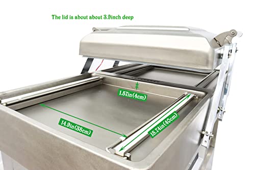 TECHTONGDA Stainless Steel Vacuum Sealer Packaging Machine Double Chamber 15.7inch Silver