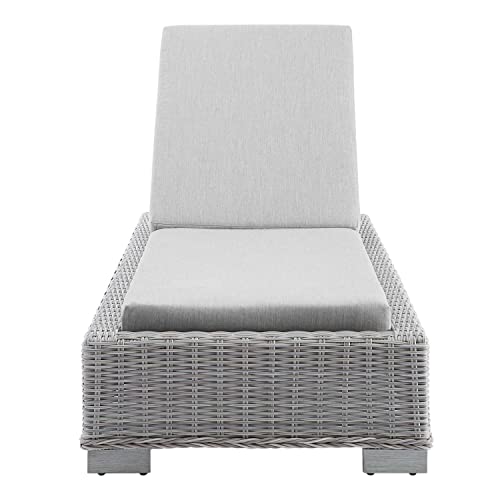 Modway Conway Sunbrella Outdoor Patio Wicker Rattan Chaise Lounge Light Gray