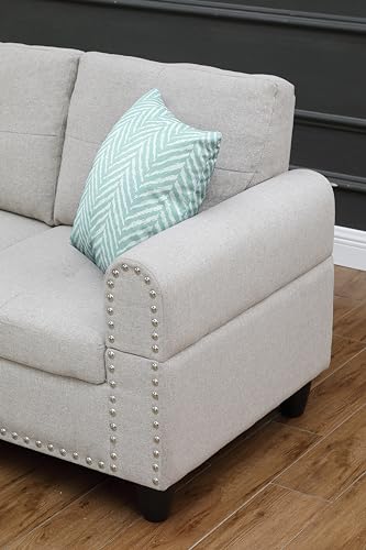 FANYE L-Shaped Modular Sectional Sofa Light Gray-a