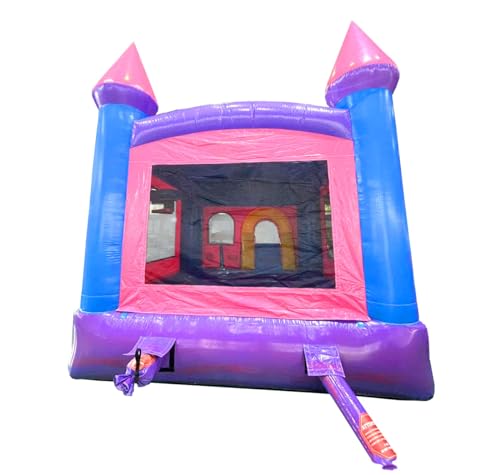 Pogo Bounce House Deluxe Pink Inflatable Bounce House with Slide and Water Pool