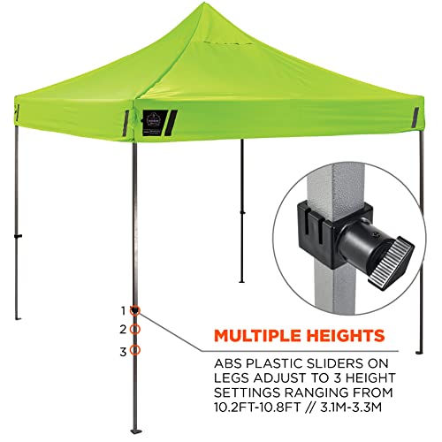 Ergodyne SHAX 6053 Fully Enclosed Pop Up Canopy Tent with Sidewalls 10ft x 10ft Lime