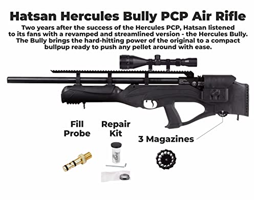 Wearable4U Hatsan Hercules Bully .35 Cal Air Rifle Bundle with Scope, Pellets, Hard Case & Cleaning Pen