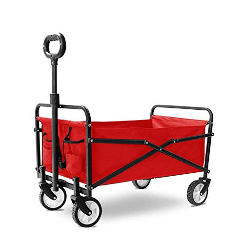 5sssallefaa Folding Trolley Cart Portable Garden Wagon 60 Kg Capacity Red