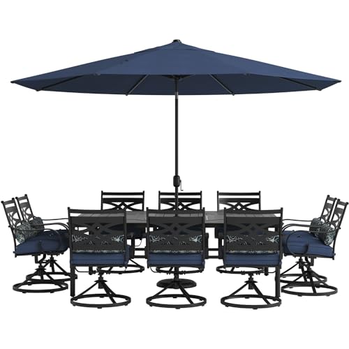 Hanover Montclair 11-Piece Outdoor Dining Set Navy