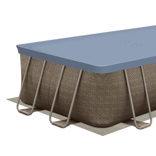 Funsicle Oasis Designer Rectangular Above Ground Pool with Accessories Kit Brown Basket