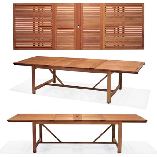 Brampton Patio Indi 11-Piece Dining Set 100% FSC Eucalyptus Wood Brown