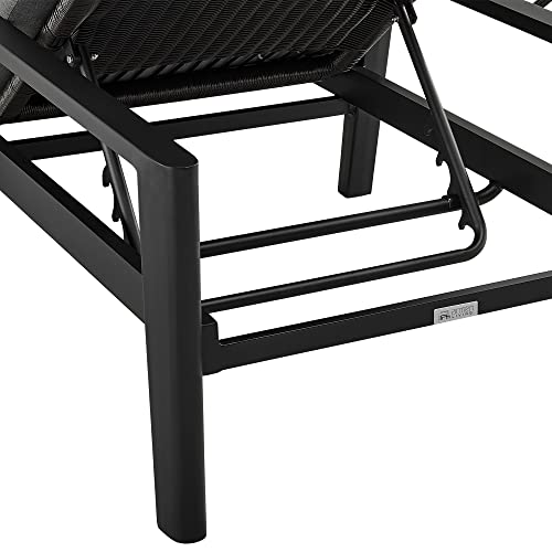 Armen Living Grand Modern Adjustable Metal and Wicker Outdoor Patio Chaise Lounge Chair Black
