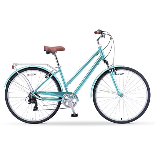 sixthreezero Pave n' Trail Women's 7-Speed Committed Rider Hybrid Bike Teal w/ Brown Seat/Grips