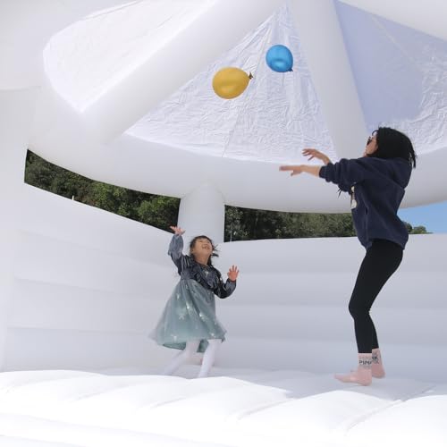 awesmflate 13FT White Inflatable Bounce House with Canopy 100% PVC Commercial for Kids & Adults with 1100W Air Blower