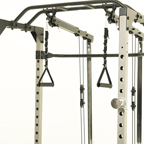 Fitness Reality Cable Cross Over and LAT Pulldown Combo Attachment for Power Cage Grey