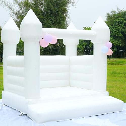 Blatesic Inflatable White Bounce House with Blower 10ft PVC Bouncy Castle