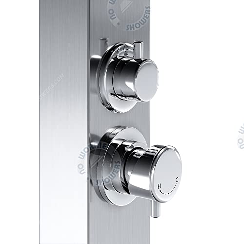 No Worries Products Bondi Silver ADA 316 Marine Grade Stainless Steel Outdoor Shower Panel Brushed Stainless Steel