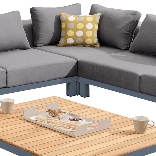 Armen Living Polo Outdoor Set Dark Grey Grey Powder Coat Finish