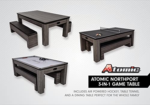 Atomic Northport 3-in-1 Dining Table with Air-Powered Hockey and Table Tennis Black - Northpoint - Air Hockey/Table Tennis