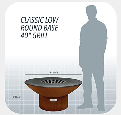 ARTEFLAME Classic 40" Grill with Low Round Base Wood/Charcoal Fire Pit Rust