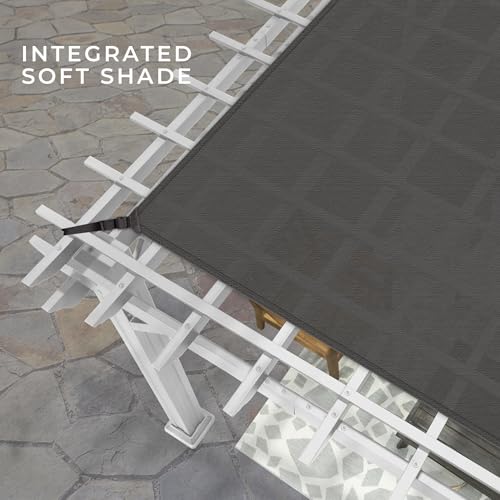 Backyard Discovery Hawthorne 14' x 10' Galvanized Steel Pergola Kit with Shade Sail Canopy White
