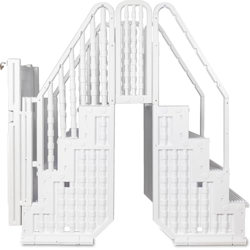 Poolzilla Premium Pool Step Ladder Set for Above Ground Pools White